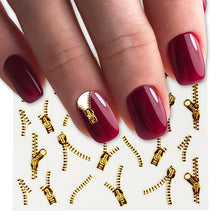Load image into Gallery viewer, 1sheets Gold Zipper 3d Designs Nail Art Stickers Decals Manicure Decor Tools DIY Nail Art Tips Fashion Accessories LAXF6021