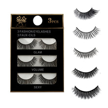Load image into Gallery viewer, 3 Pairs Natural False Eyelashes Beauty Make up Thick Cross Voluminous Messy Style Eye Lashes Extension Women Fashion Makeup Tool
